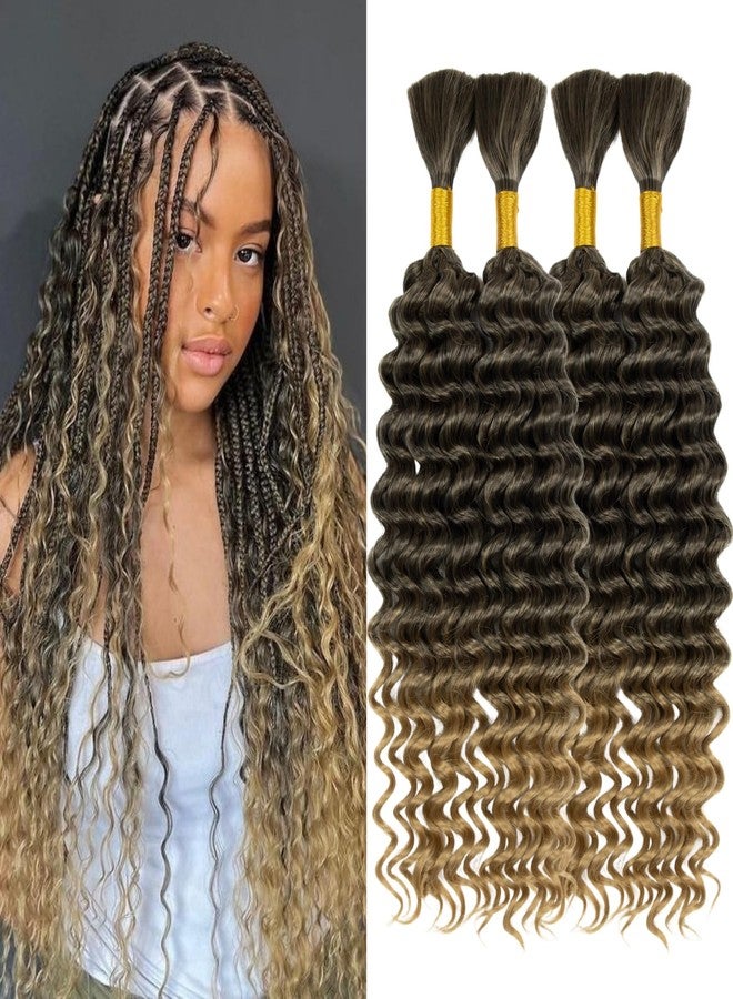 FCHLHFC Braiding Hair 300g 4 Bundles/Pack 18 Inch Deep Wave Bohemian Braids for Curly Braiding Hair No Weft Natural Color, Boho Braids Hair Water Wave（T27#） - Image 1